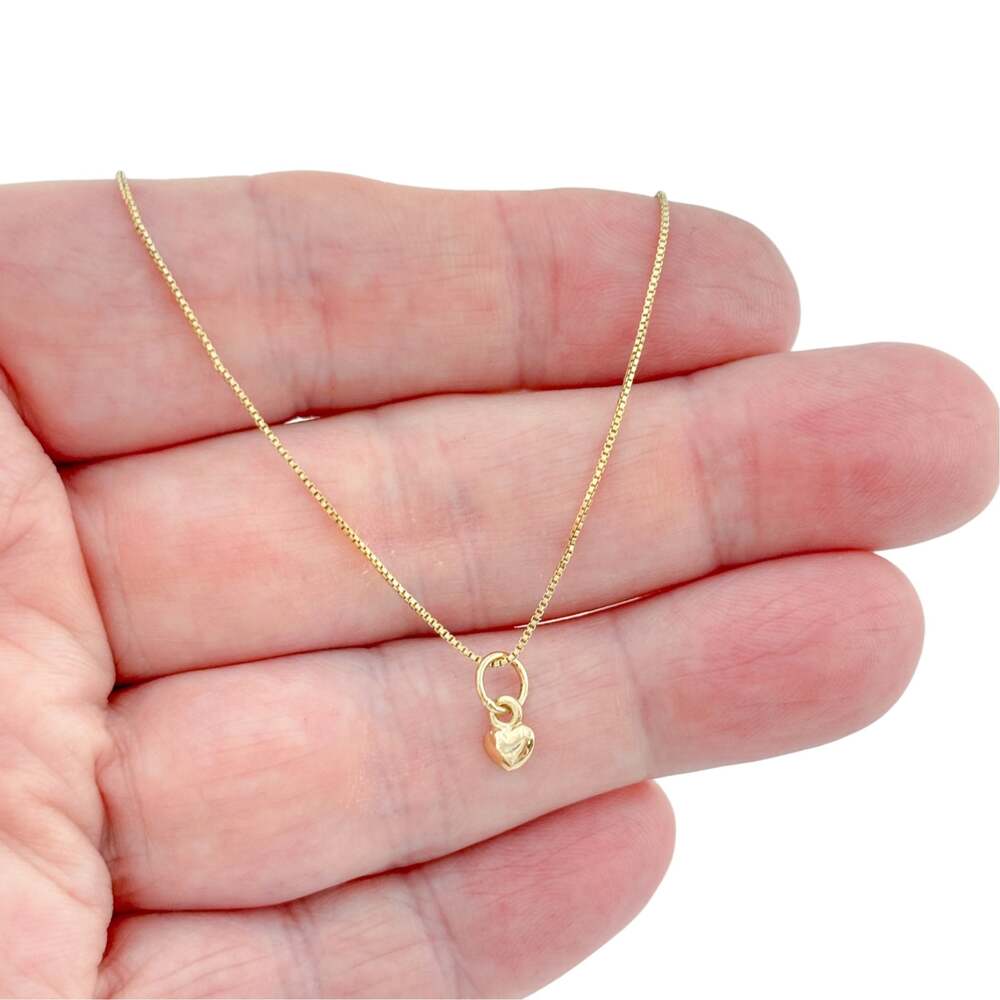 Vintage Italian Gold-Tone Sterling Silver Petite Heart Necklace